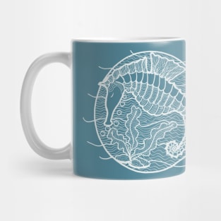 Seahorse in white ink Mug